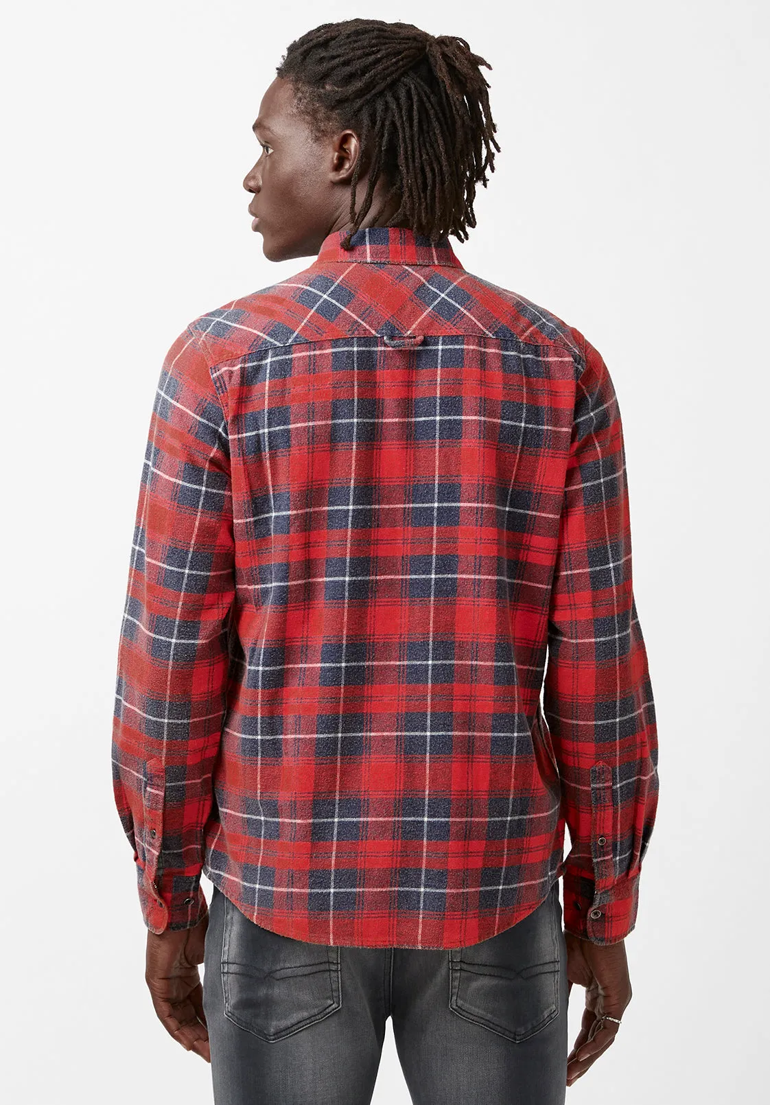 Sibani Men’s Long-Sleeve Shirt in Orange Black Plaid - BM24169