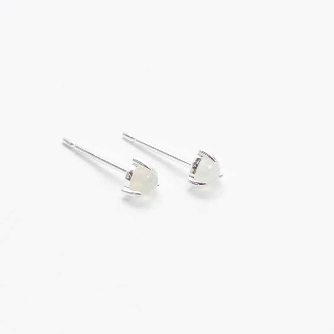 Silver Prong Set Opal Studs