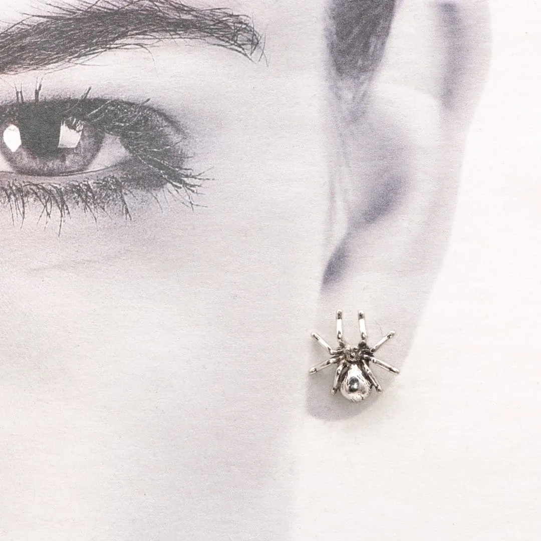 Spider Sterling Silver Stud Earrings, Ready to Ship