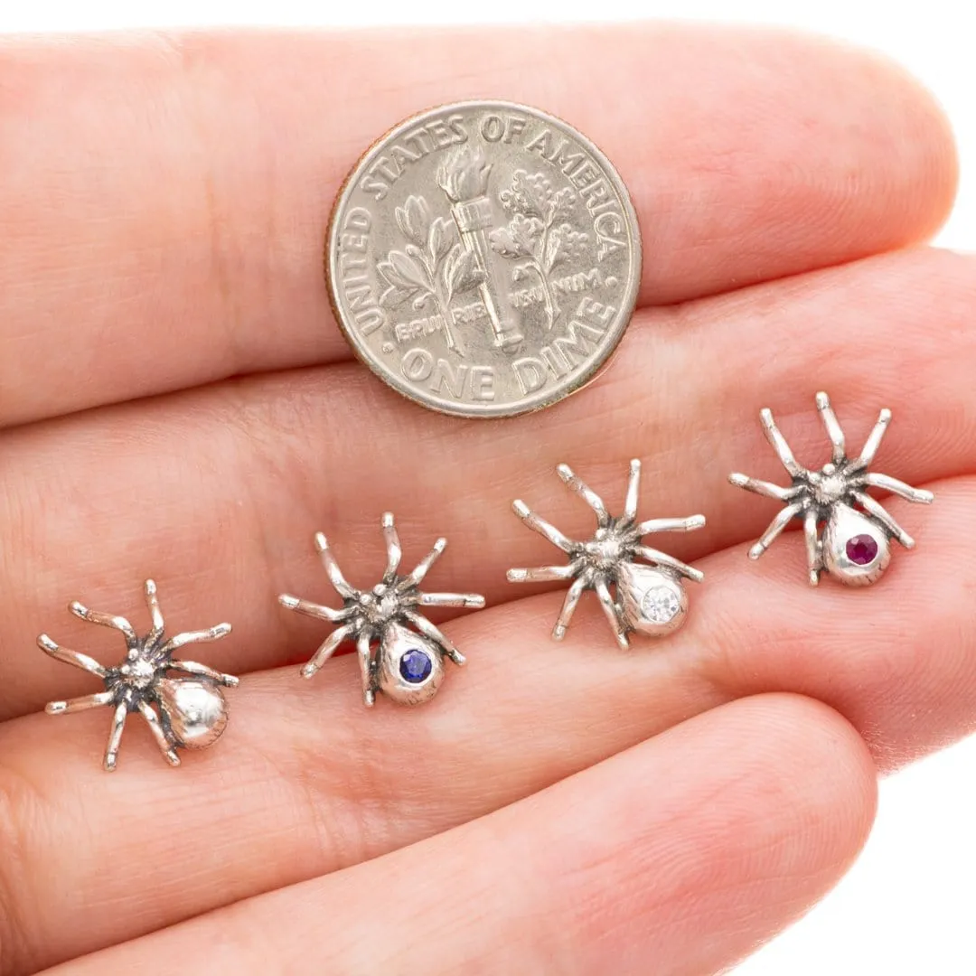 Spider Sterling Silver Stud Earrings, Ready to Ship