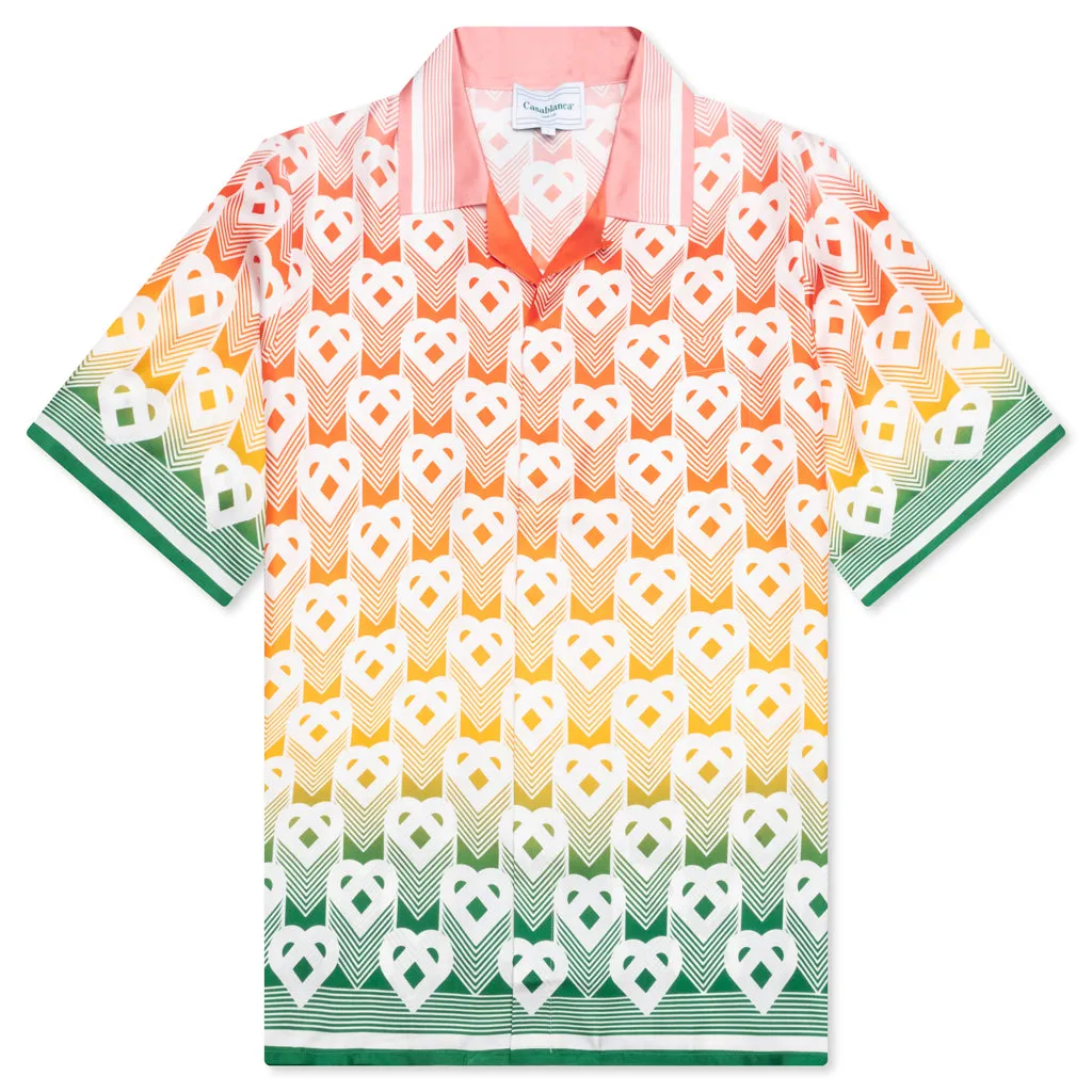 Unisex Cuban Collar S/S Shirt - Heart Monogram Gradient