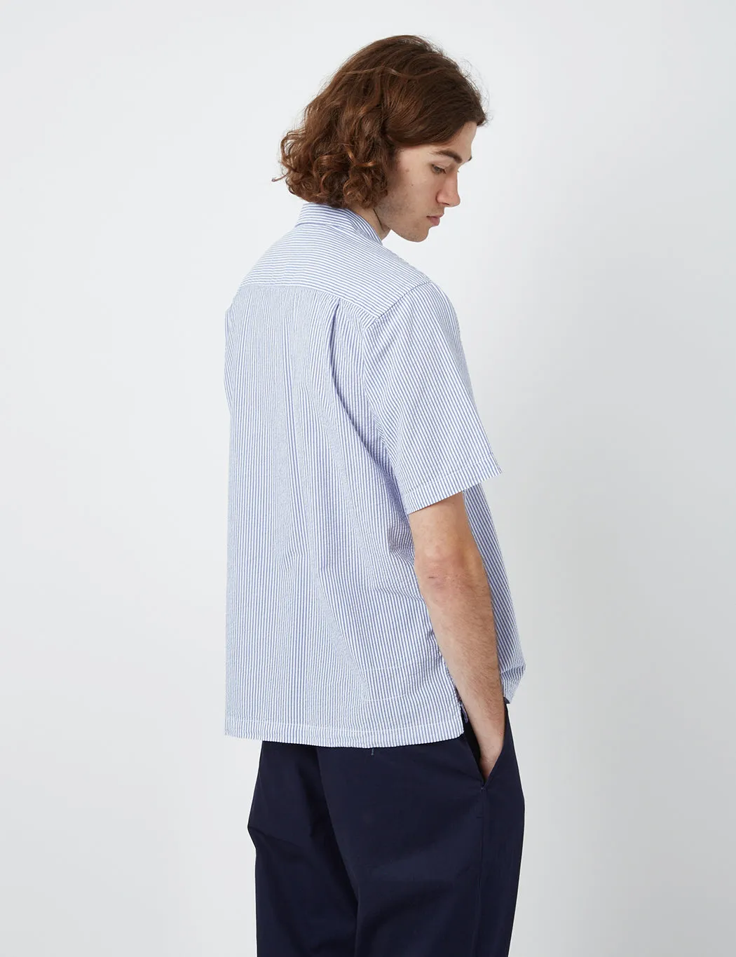 Universal Works Pullover Shirt (Organic) - Blue Stripe