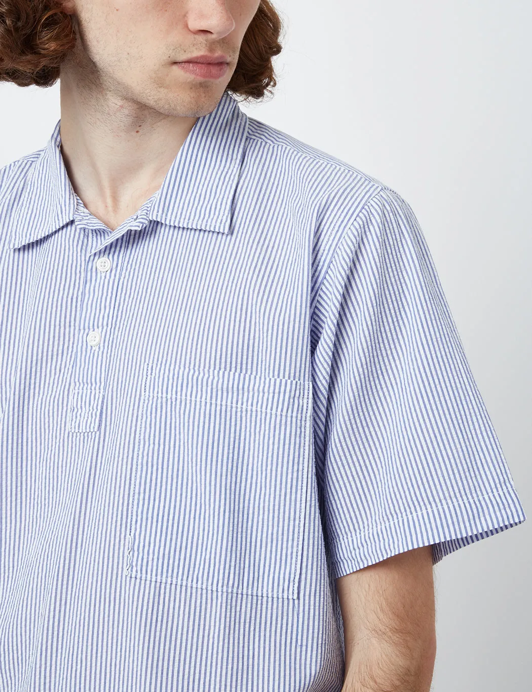 Universal Works Pullover Shirt (Organic) - Blue Stripe