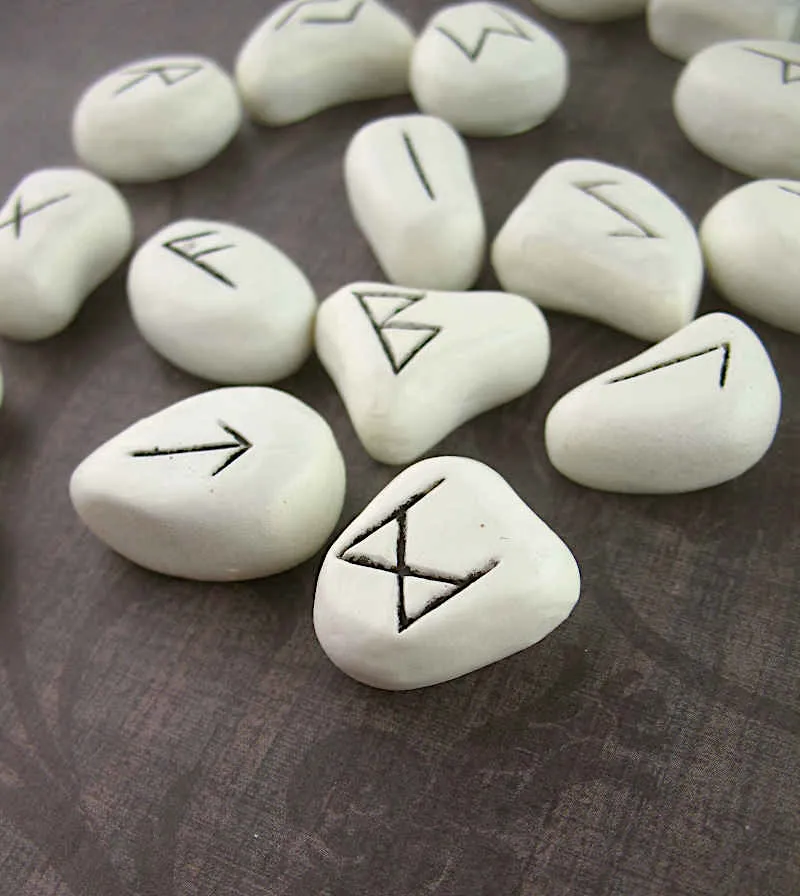 White Resin Stone Runes Set