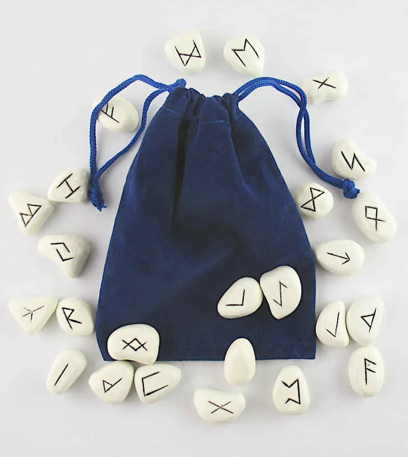 White Resin Stone Runes Set